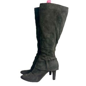 Coach & Four Womens GraySuede Mid-Calf Boots Size 6 With Hexagonal Buckle Detai